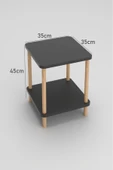 35x35 cm Kare İki Katlı Ahşap Komodin Çok Amaçlı Sehpa Yatak Odası Baza Yanı Ayak Yükseklik 45 cm - 2