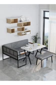 Src 70x110cm Beyaz Masalı, Köşe Takımı, Mutfak, Balkon Köşe Takımı, Mutfak Masası Takımı - Koyu Gri - 3