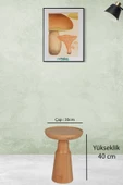 40 Cm Mantar Tekli Yan Sehpa Küçük Boy Ihlamur Ağacı Masif Ahşap Naturel Güğüm Çap:30 Cm (1 Adet) - 2