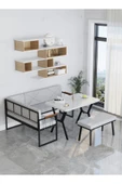 Src 70x110cm Beyaz Masalı, Köşe Takımı, Mutfak, Balkon Köşe Takımı, Mutfak Masası Takımı - Açık Gri - 3
