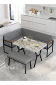Src 70x110cm Efes Masalı, Köşe Takımı, Mutfak, Balkon Köşe Takımı, Mutfak Masası Takımı - Koyu Gri - 4
