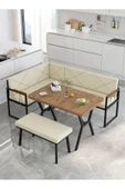 Src 70x110cm Atlantik Masalı, Köşe Takımı, Mutfak, Balkon Köşe Takımı, Mutfak Masası Takımı - Krem - 2
