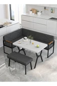 Src 70x110cm Beyaz Masalı, Köşe Takımı, Mutfak, Balkon Köşe Takımı, Mutfak Masası Takımı - Antrasit - 4