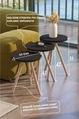 2'li Zigon Sehpa Seti | Saksılık ve Çiçeklik Standı, Dekoratif Yan Sehpa Ahşap Ayaklı (33 cm çap ) S - 2