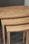 Astor Çam Zigon Sehpa Dikdörtgen 3'lü Set İç İçe Geçebilen Ahşap Ayaklı Çam Desen Yüzey 60Gx37Dx52Y - 2