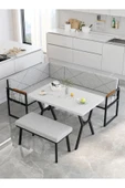 Src 70x110cm Beyaz Masalı, Köşe Takımı, Mutfak, Balkon Köşe Takımı, Mutfak Masası Takımı - Açık Gri - 2