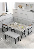 Src 70x110cm Efes Masalı, Köşe Takımı, Mutfak, Balkon Köşe Takımı, Mutfak Masası Takımı - Açık Gri - 2