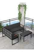 Src , Köşe Takımı, Mutfak, Balkon Köşe Takımı, Mutfak Masası Takımı - Puflu - Antrasit - 2