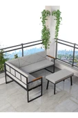 Src , Köşe Takımı, Mutfak, Balkon Köşe Takımı, Mutfak Masası Takımı - Puflu - Açık Gri - 2