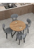 Azra Serisi Atlantik 90 Cm Sabit Yuvarlak Masa, Mutfak Masa Takımı 4 Sandayeli - Koyu Gri - 3