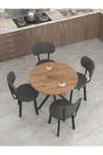 Azra Serisi Atlantik 90 Cm Sabit Yuvarlak Masa, Mutfak Masa Takımı 4 Sandayeli - Antrasit - 3