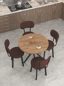 Azra Serisi Atlantik 90 Cm Sabit Yuvarlak Masa, Mutfak Masa Takımı 4 Sandayeli - Kahverengi - 3