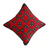 Patchwork El Yapımı Yastık Kırmızı Siyah - 2