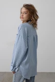 Çizgili Tek Cep Gömlek - Bebe Mavisi - 3