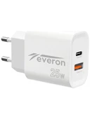 25 W Huawei Nova Y72 İle Uyumlu Hızlı Şarj Adaptörü – PD + Standart Usb Çıkışlı EVR-023 - 1