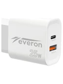 25 W Oppo Reno Z İle Uyumlu Hızlı Şarj Adaptörü – PD + Standart Usb Çıkışlı EVR-023 - 3