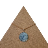 Tatlı Huzur Bronz Çini Taşlı Çelik Zincir Kolye thumbnail 1