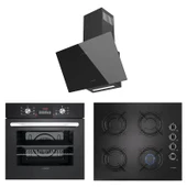 Lanova Black 3206B01 - G16400-201 - 3220B6 Siyah Cam Ankastre Set - 1