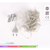 Yılbaşı aydınlatması 100 LED Perde hortum Sıcak Beyaz Işık İç mekan eklenebilir 10 metre Şeffaf Kablolu Süs - 6