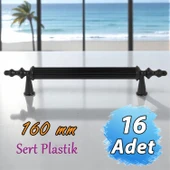 16 Adet Sert Plastik Polavit Siyah 160 Mm  Mobilya Mutfak Çekmece Dolap Dolabı Kulpu Kulbu Kulpları - 1