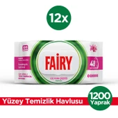 Fairy Çok Amaçlı Yüzey Temizlik Havlusu 100 Yaprak 12 Adet | Lilyum Çiçeği | Beyaz Sirke Karbonat - 1
