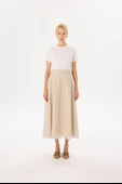 Terzi Dükkanı Minimalist Midi Keten Etek - Yüksek Bel - Günlük & Şık thumbnail 7