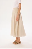 Terzi Dükkanı Minimalist Midi Keten Etek - Yüksek Bel - Günlük & Şık thumbnail 8