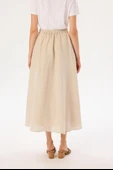 Terzi Dükkanı Minimalist Midi Keten Etek - Yüksek Bel - Günlük & Şık thumbnail 9