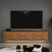 T0020 Alston 3 Kapaklı Duvara Monte Tv Ünitesi – LED Işıklı, Modern Tasarım, 160 cm - 1