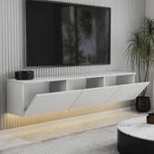 T0020 Alston 3 Kapaklı Duvara Monte Tv Ünitesi – LED Işıklı, Modern Tasarım, 160 cm - 3