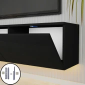 T0020 Alston 3 Kapaklı Duvara Monte Tv Ünitesi – LED Işıklı, Modern Tasarım, 160 cm - 6