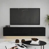 T0020 Alston 3 Kapaklı Duvara Monte Tv Ünitesi – LED Işıklı, Modern Tasarım, 160 cm - 2