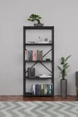 Metal Kitaplık 5 Raflı Dekoratif Kitaplık 150 Cm - Siyah - 3