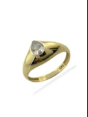 Damla Zirkon İtalyan Tek Taş Çok Şık 14 Ayar Altın Yüzük thumbnail 2