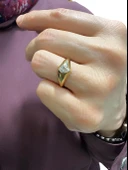 Damla Zirkon İtalyan Tek Taş Çok Şık 14 Ayar Altın Yüzük thumbnail 3