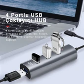 CHB010 Type-C To USB 3.0 4 Portlu Alüminyum Hub Çoklayıcı thumbnail 5