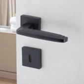 Bulut Oda Siyah Kapı Kolu Kare Rozetli Sağa Sola Uygun İç Ev Kapısı Kolları Kilitlenebilir 1 Takım thumbnail 2