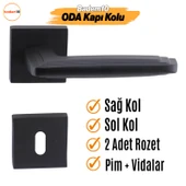 Bulut Oda Siyah Kapı Kolu Kare Rozetli Sağa Sola Uygun İç Ev Kapısı Kolları Kilitlenebilir 1 Takım thumbnail 3