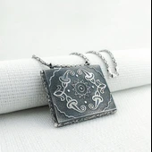 925 Ayar Güneş Simgeli Kral Zincirli Muska Kabı Kolye thumbnail 1