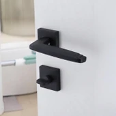 Bulut WC - BANYO Siyah Kapı Kolu Kare Rozetli Sağa Sola Uygun Ev Kapı Kolları Kilitlenebilir 1 Takım - 7
