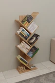 Ağaç Kitaplık Dekoratif Kitaplık Raf Düzenleyici 8 Raflı - 1