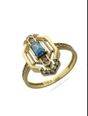 Üst Kalite Baget Aquamarine Taşlı 14 Ayar Altın Yüzük thumbnail 2