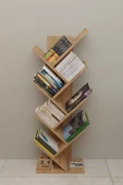 Ağaç Kitaplık Dekoratif Kitaplık Raf Düzenleyici 8 Raflı - 2