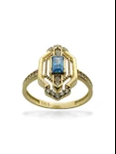 Üst Kalite Baget Aquamarine Taşlı 14 Ayar Altın Yüzük thumbnail 1