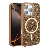 iPhone 16 Pro Max Kılıf Pırlanta Tasarımlı Kablosuz Şarj Özellikli Mozaik Silikon Kapak thumbnail 2