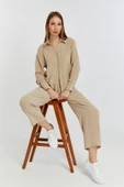 Kadın Bej Casual Salaş Kalıp Gömlek - 2