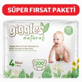 Giggles Natural 4 Numara Maxi Pamuklu Bebek bezi 200 Adet - 1