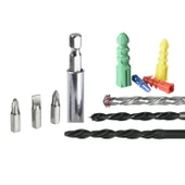 Matkap Ucu Set Duvar Metal Ahşap 17'li Delme 4 Çeşit Dübel 6 Farklı Yıldız Düz Bits Uç Organizer - 7