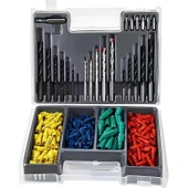 Matkap Ucu Set Duvar Metal Ahşap 17'li Delme 4 Çeşit Dübel 6 Farklı Yıldız Düz Bits Uç Organizer - 5