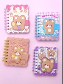 Hello Bear Cırtlı Cep Boy Sevimli Ayıcık Mini Not Defteri (7x8 cm) - Mor - 4